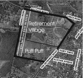 Image shows where the environmental buffer along Forresters Creek should be.