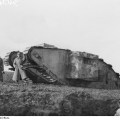 German officers with a British Army Mark II female tank captured near Bullecourt on 11 April 1917